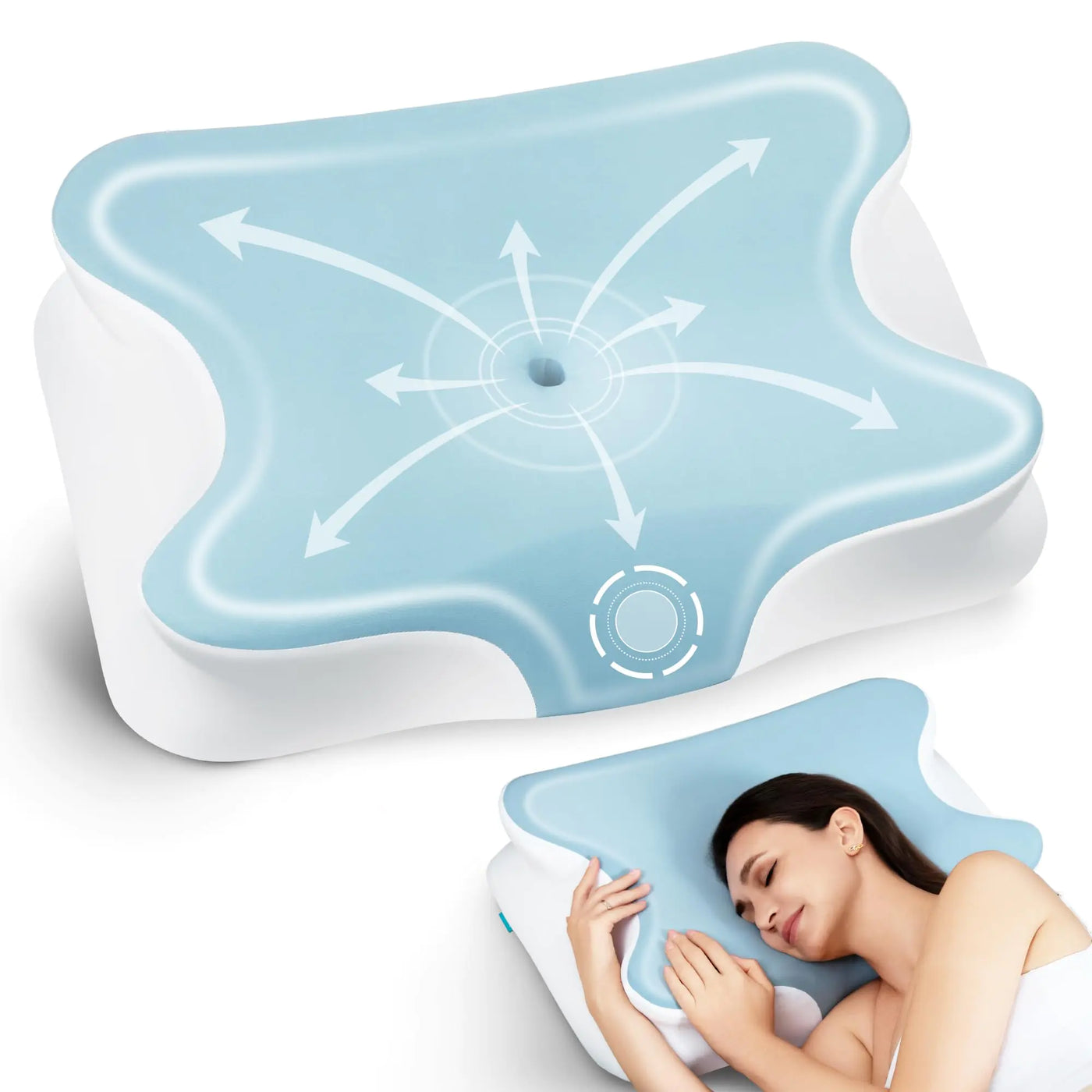 ALLJOY Cervical Pillow for Neck Shoulder Ergonomic Side Sleeper Pillow for Pain Relief Cooling Odorless Memory Foam Pillows for Deep Sleep Neck Support Pillow for Back Stomach Sleepers Blue