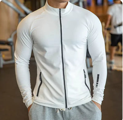 Men's Compression Long Sleeve Running Jacket with Stand Collar