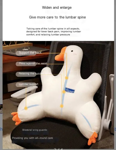 Cartoon Goose Lumbar Support Pillow for Office & Car