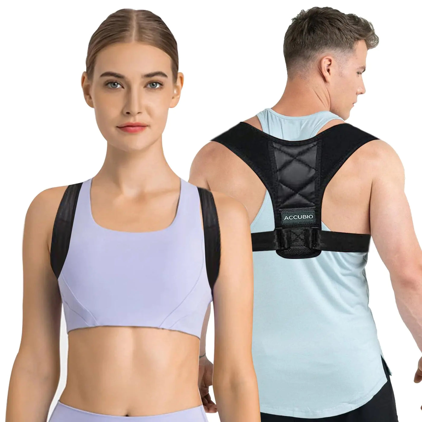 ACCUBIO Posture Corrector for Women and Men Breathable Back Brace Posture Corrector Back Support Straightener Adjustable Upper Back Posture Belt Neck Shoulder Clavicle and Back Pain Relief