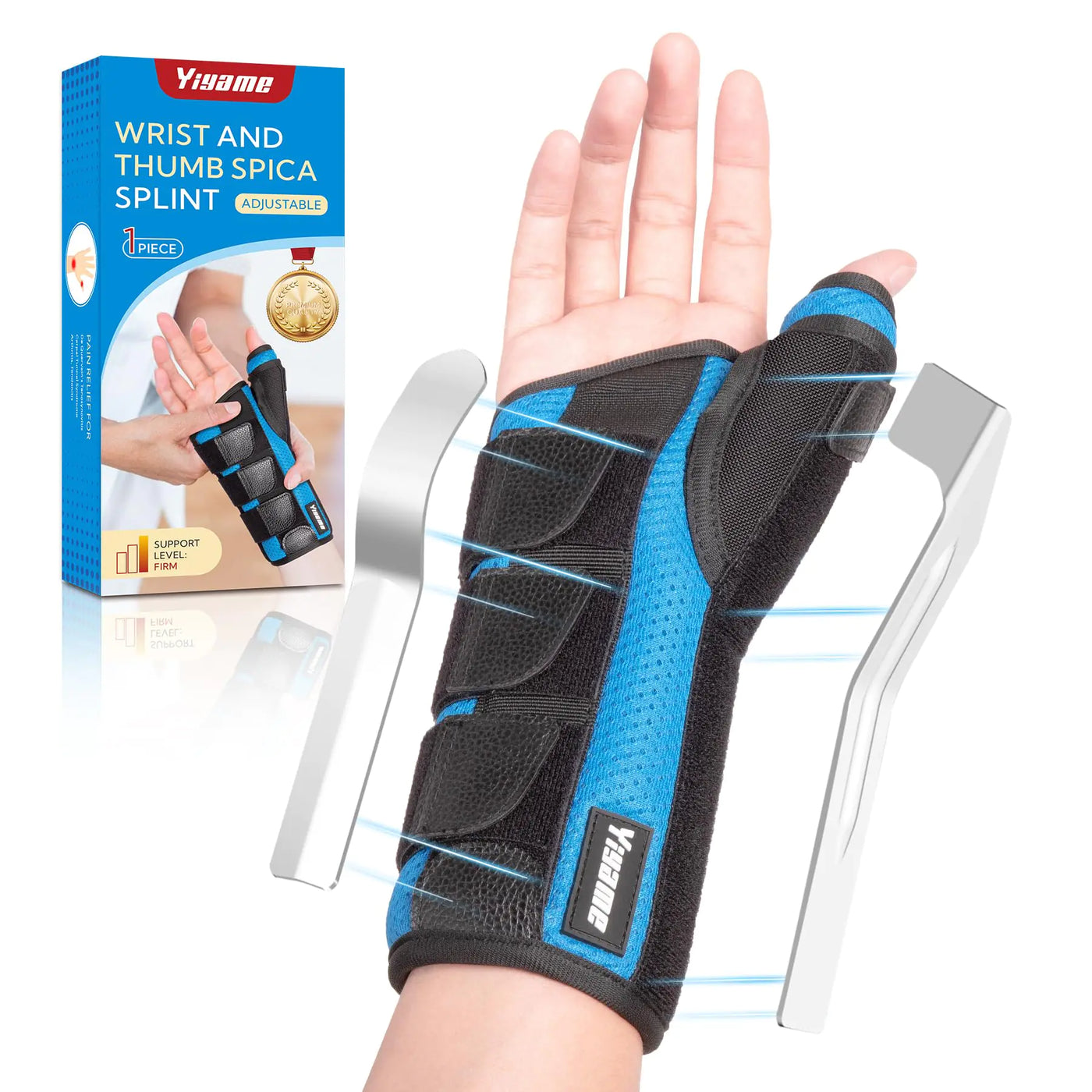 YiYame Thumb Spica Splint De Quervains Tenosynovitis Brace Carpal Tunnel Wrist Brace with Thumb Support Wrist and Thumb Brace for Trigger Thumb Arthritis Wrist Fractures Injuries Right-M