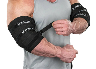 OToole Adjustable Support Elbow Compression Sleeve for Bench Press (1 Pair) - Elbow/Knee Brace for Bodybuilding Powerlifting Weightlifting Elbow & Knee Pain Tendonitis - Men & Women (Large