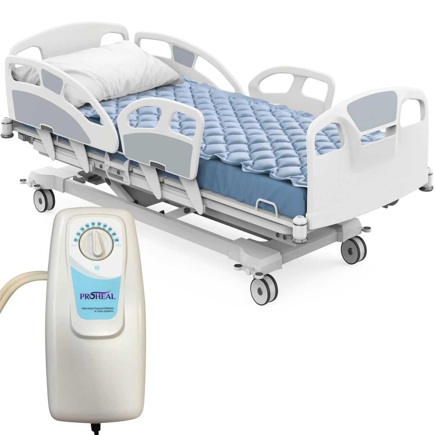 Alternating Air Pressure Mattress Topper - Hospital Bed Bubble Pad Cushion - Bed Sore Prevention and Pressure Ulcer Relief - Lightweight Washable Mattress Overlay with Quiet Electric Air Pump